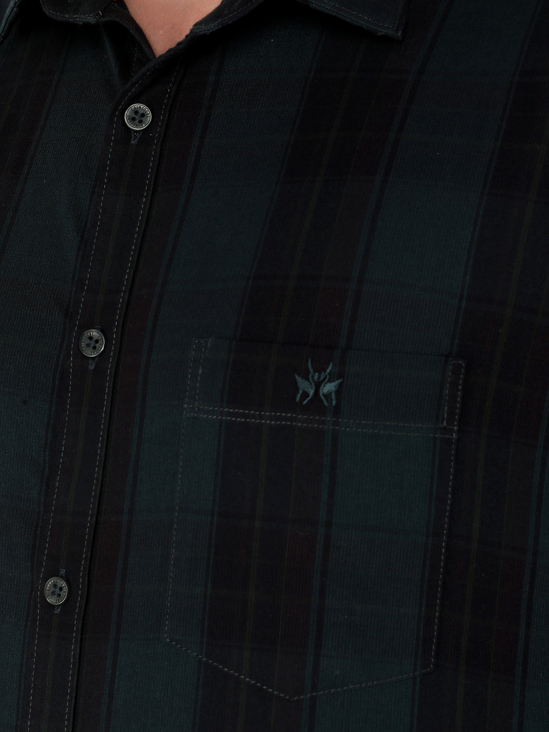 Green 100% Cotton Checked Shirt-Men Shirts-Crimsoune Club