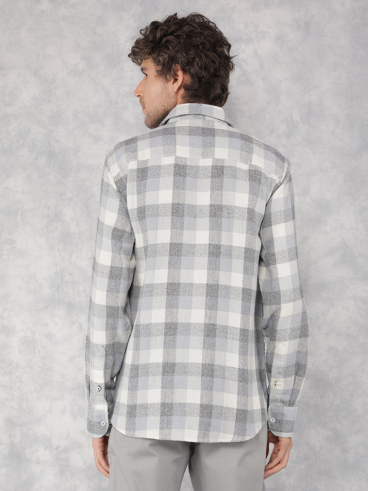 Grey Checkered Shirt-Men Shirts-Crimsoune Club