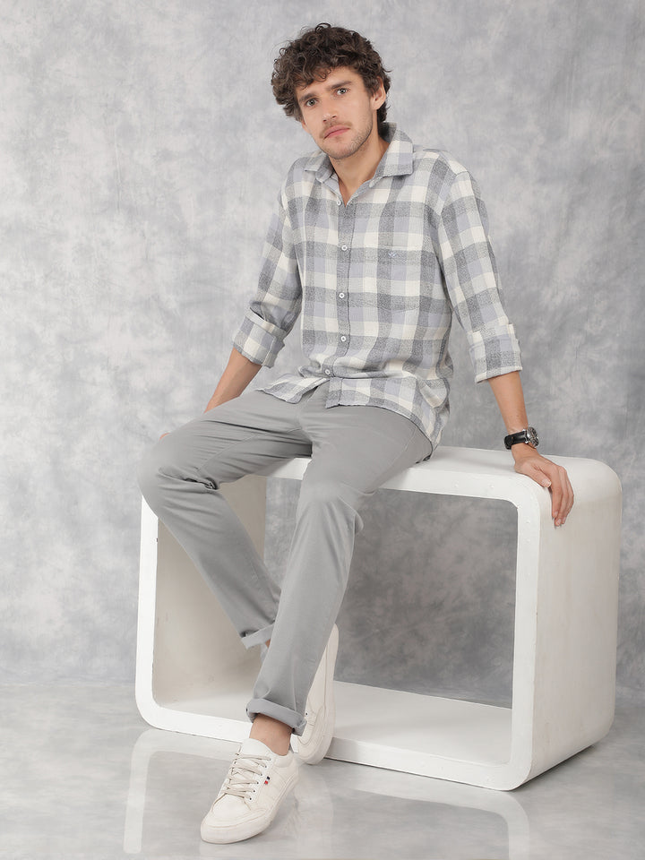 Grey Checkered Shirt-Men Shirts-Crimsoune Club