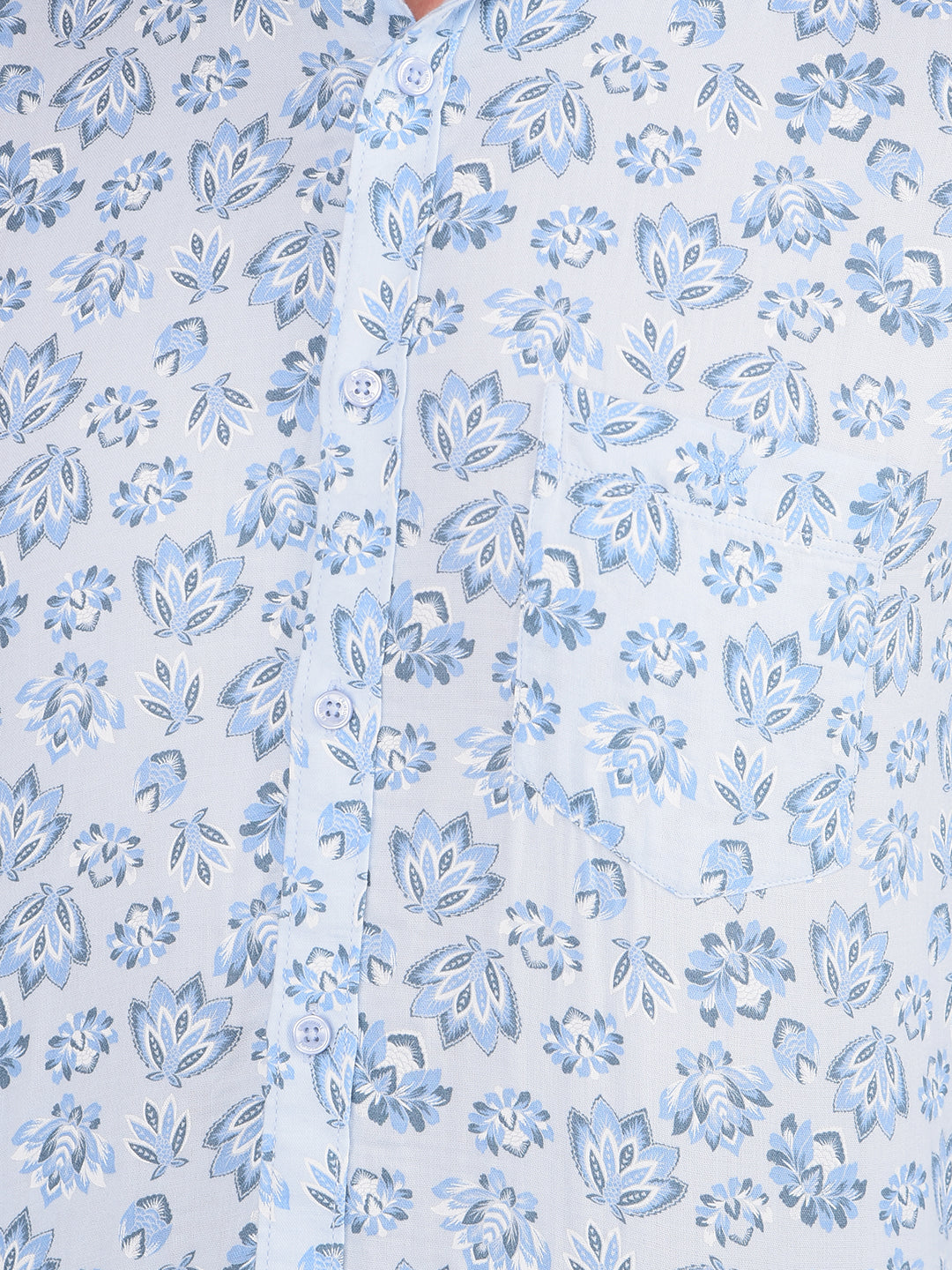 Blue Floral Print 100% Cotton Shirt-Men Shirts-Crimsoune Club