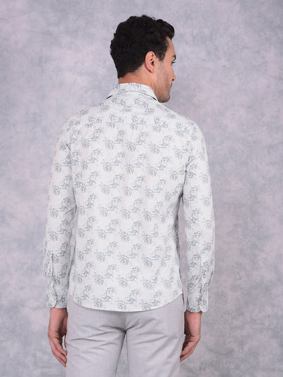 Blue Floral Print 100% Cotton Shirt-Men Shirts-Crimsoune Club