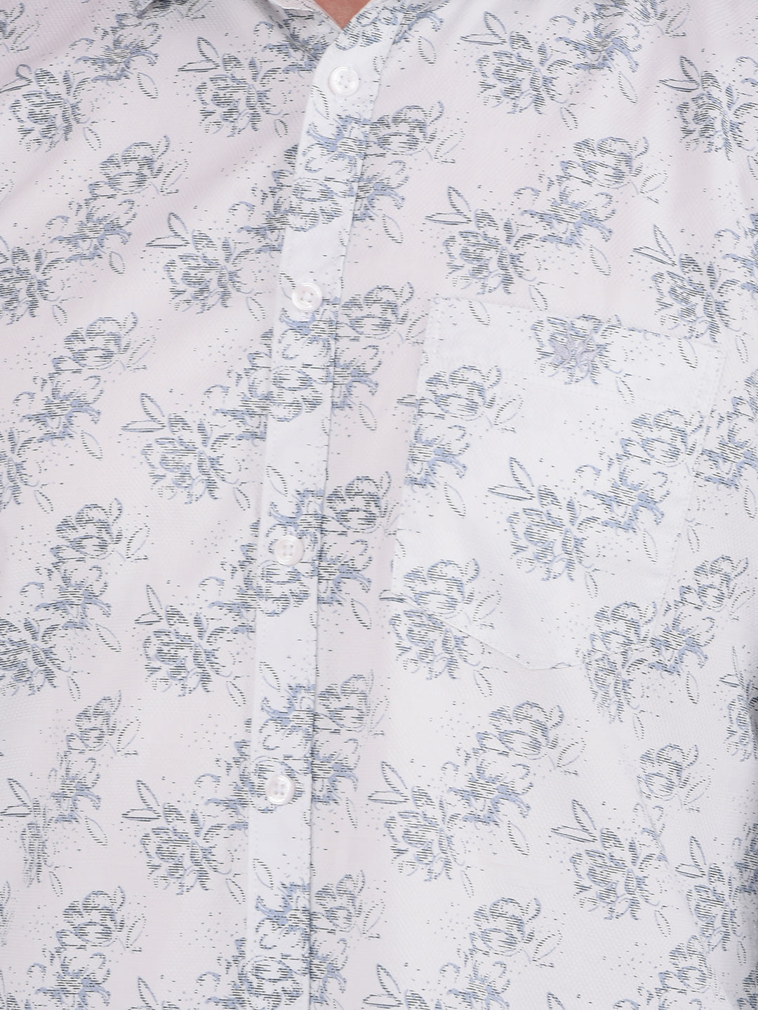 Blue Floral Print 100% Cotton Shirt-Men Shirts-Crimsoune Club