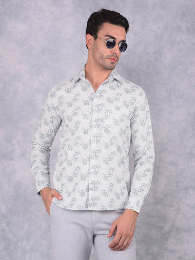 Blue Floral Print 100% Cotton Shirt-Men Shirts-Crimsoune Club