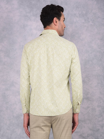 Green Floral Print 100% Cotton Shirt-Men Shirts-Crimsoune Club