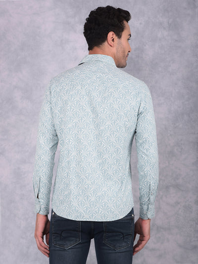 Blue Floral Print 100% Cotton Shirt-Men Shirts-Crimsoune Club