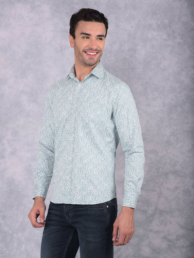 Blue Floral Print 100% Cotton Shirt-Men Shirts-Crimsoune Club