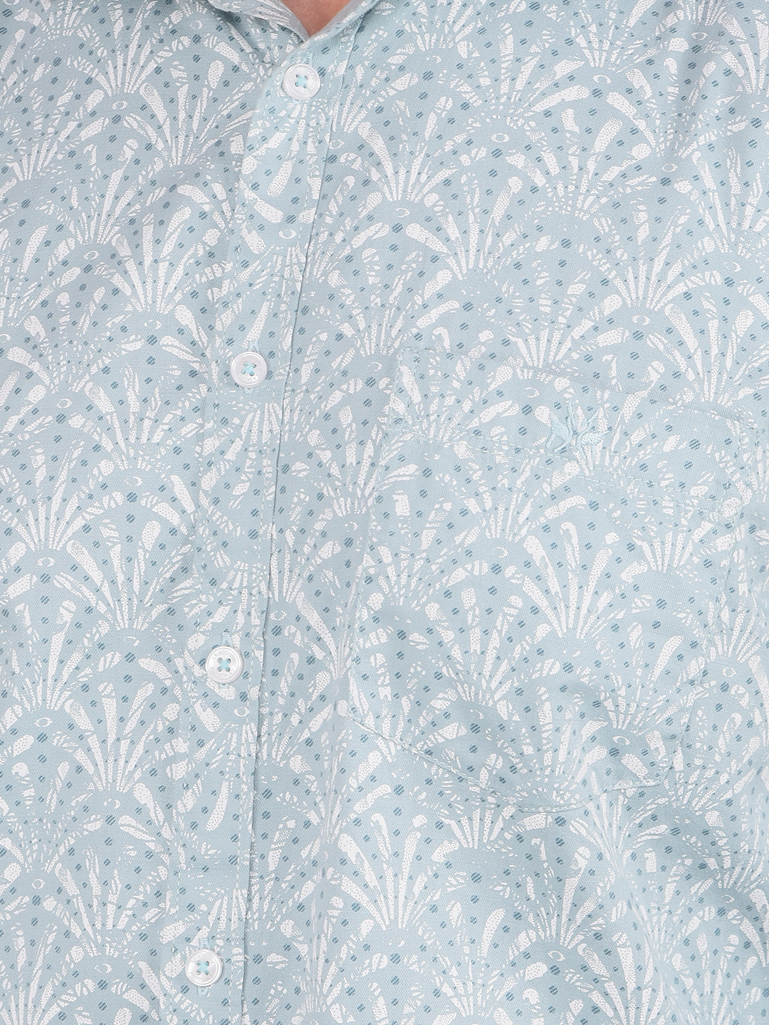 Blue Floral Print 100% Cotton Shirt-Men Shirts-Crimsoune Club