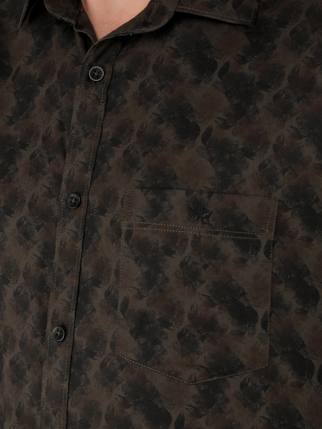 Brown 100% Cotton Printed Shirt-Men Shirts-Crimsoune Club