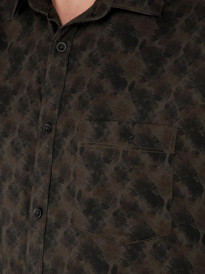 Brown 100% Cotton Printed Shirt-Men Shirts-Crimsoune Club