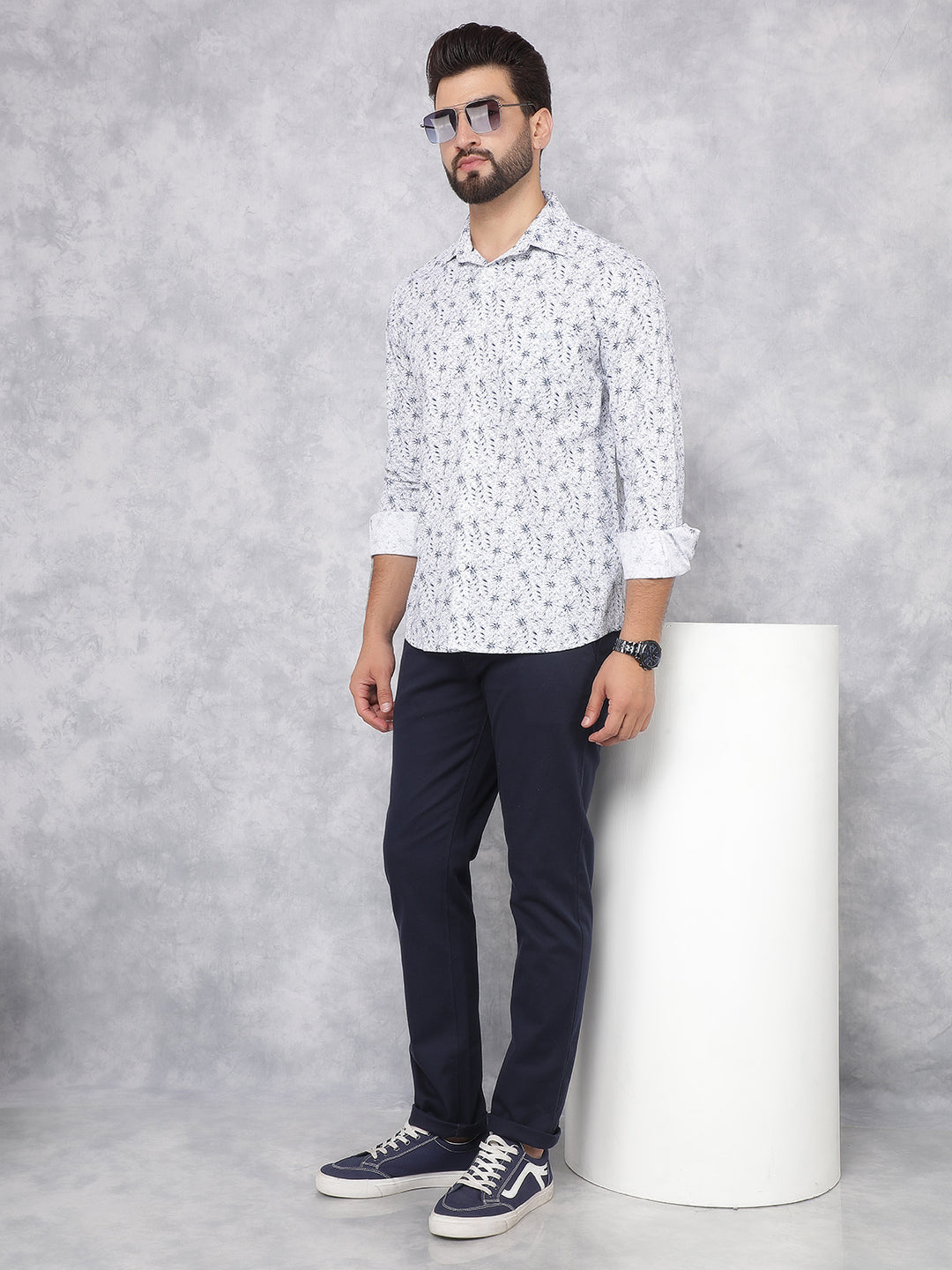 Green Floral Print 100% Cotton Shirt-Men Shirts-Crimsoune Club
