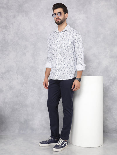 Green Floral Print 100% Cotton Shirt-Men Shirts-Crimsoune Club