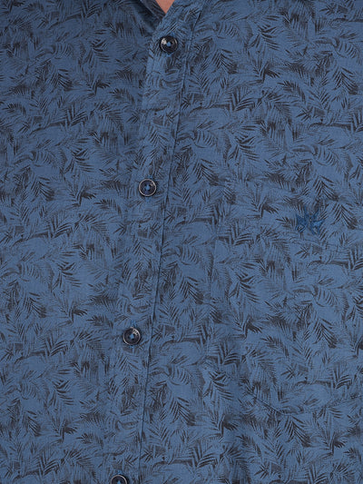 Green Floral Print 100% Cotton Shirt-Men Shirts-Crimsoune Club