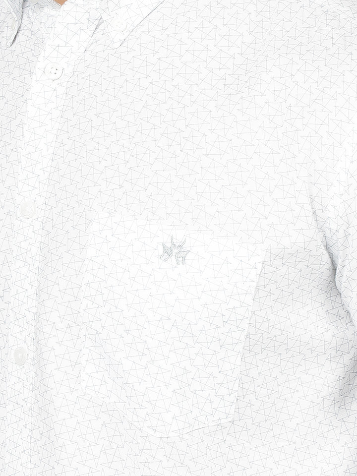 White Printed 100% Cotton Shirt-Men Shirts-Crimsoune Club
