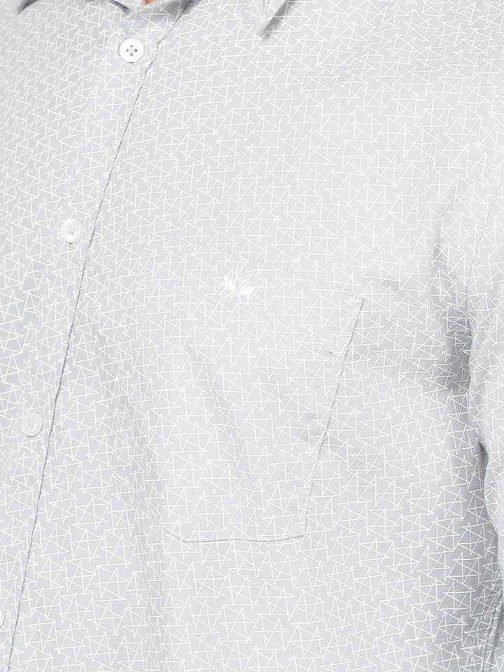 Grey Printed 100% Cotton Shirt-Men Shirts-Crimsoune Club