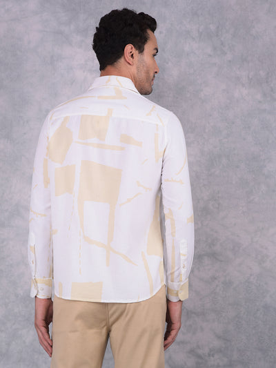 Beige Printed 100% Cotton Shirt-Men Shirts-Crimsoune Club