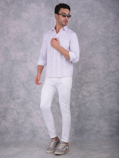Purple Printed 100% Cotton Shirt-Men Shirts-Crimsoune Club