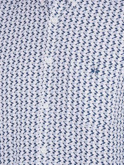 Navy Blue Printed 100% Cotton Shirt-Men Shirts-Crimsoune Club