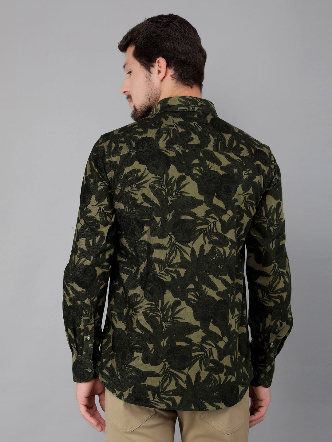 Olive 100% Cotton Printed Shirt-Men Shirts-Crimsoune Club