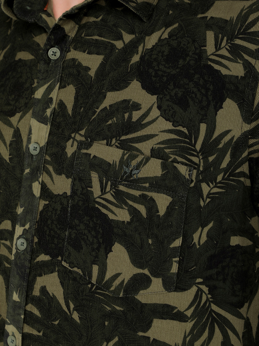 Olive 100% Cotton Printed Shirt-Men Shirts-Crimsoune Club