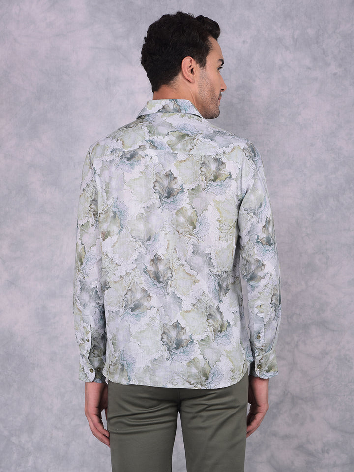 Multi-Color Floral Print Linen Shirt-Men Shirts-Crimsoune Club