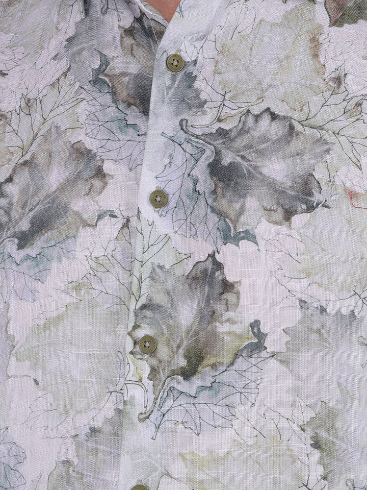 Multi-Color Floral Print Linen Shirt-Men Shirts-Crimsoune Club