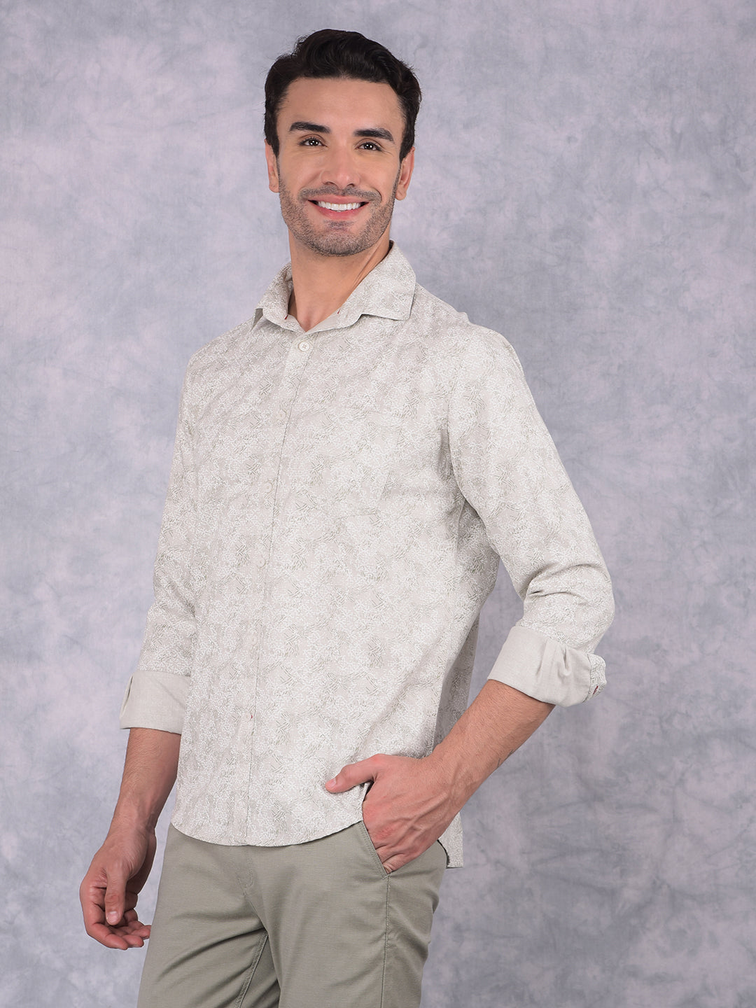 Green Printed Shirt-Men Shirts-Crimsoune Club