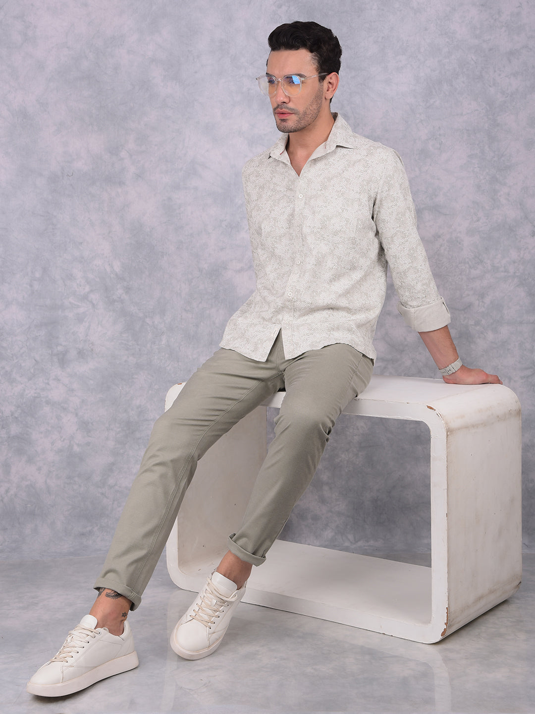 Green Printed Shirt-Men Shirts-Crimsoune Club