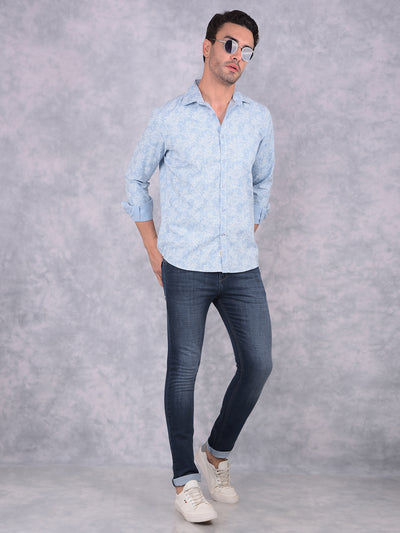 Blue Printed Shirt-Men Shirts-Crimsoune Club