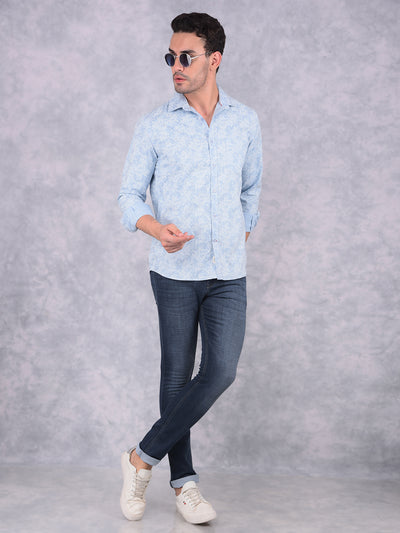 Blue Printed Shirt-Men Shirts-Crimsoune Club