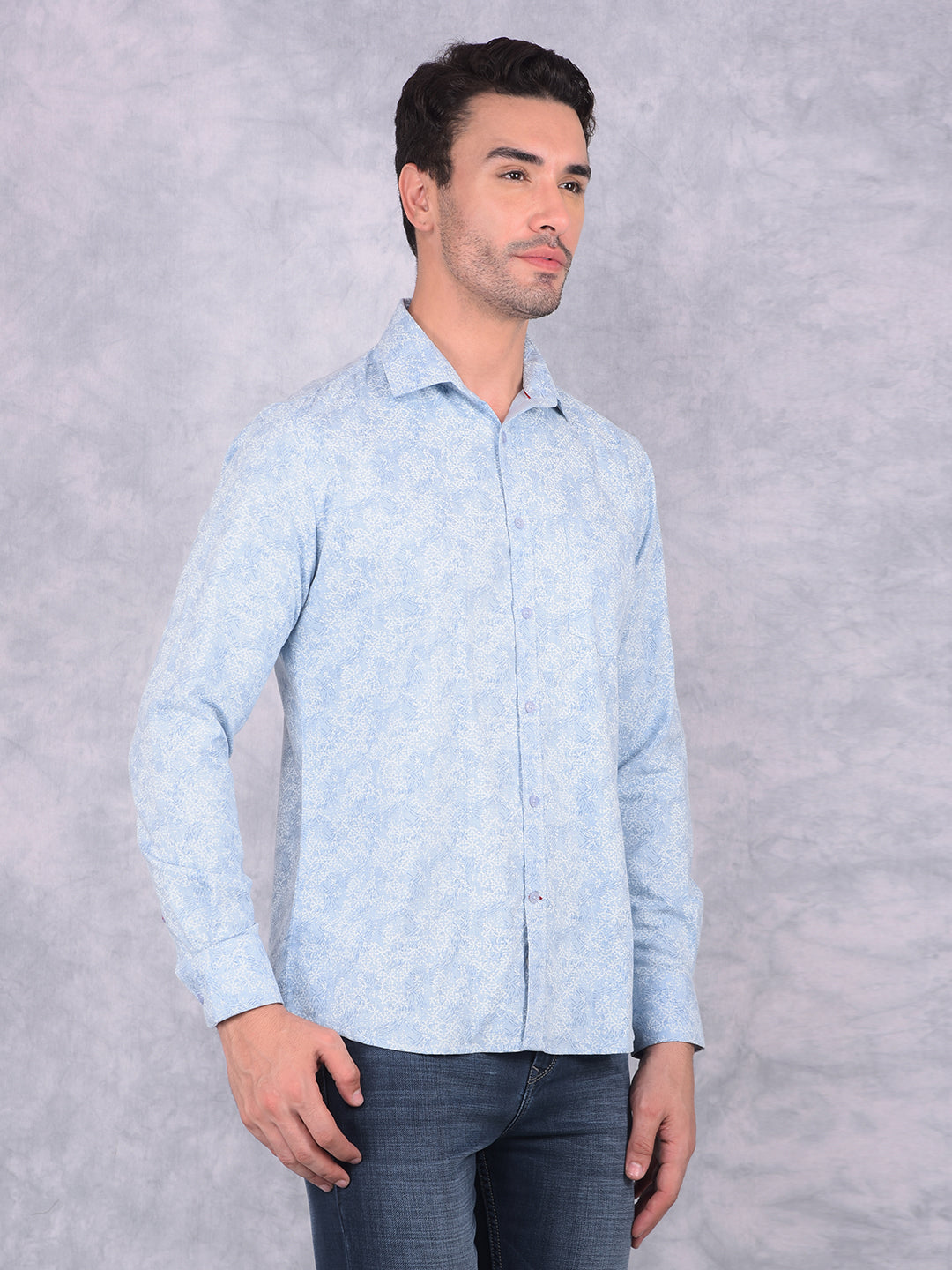 Blue Printed Shirt-Men Shirts-Crimsoune Club