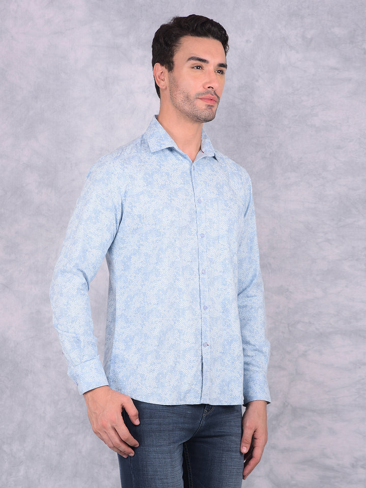 Blue Printed Shirt-Men Shirts-Crimsoune Club
