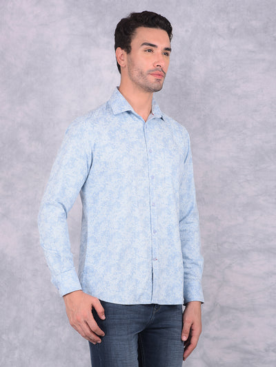 Blue Printed Shirt-Men Shirts-Crimsoune Club