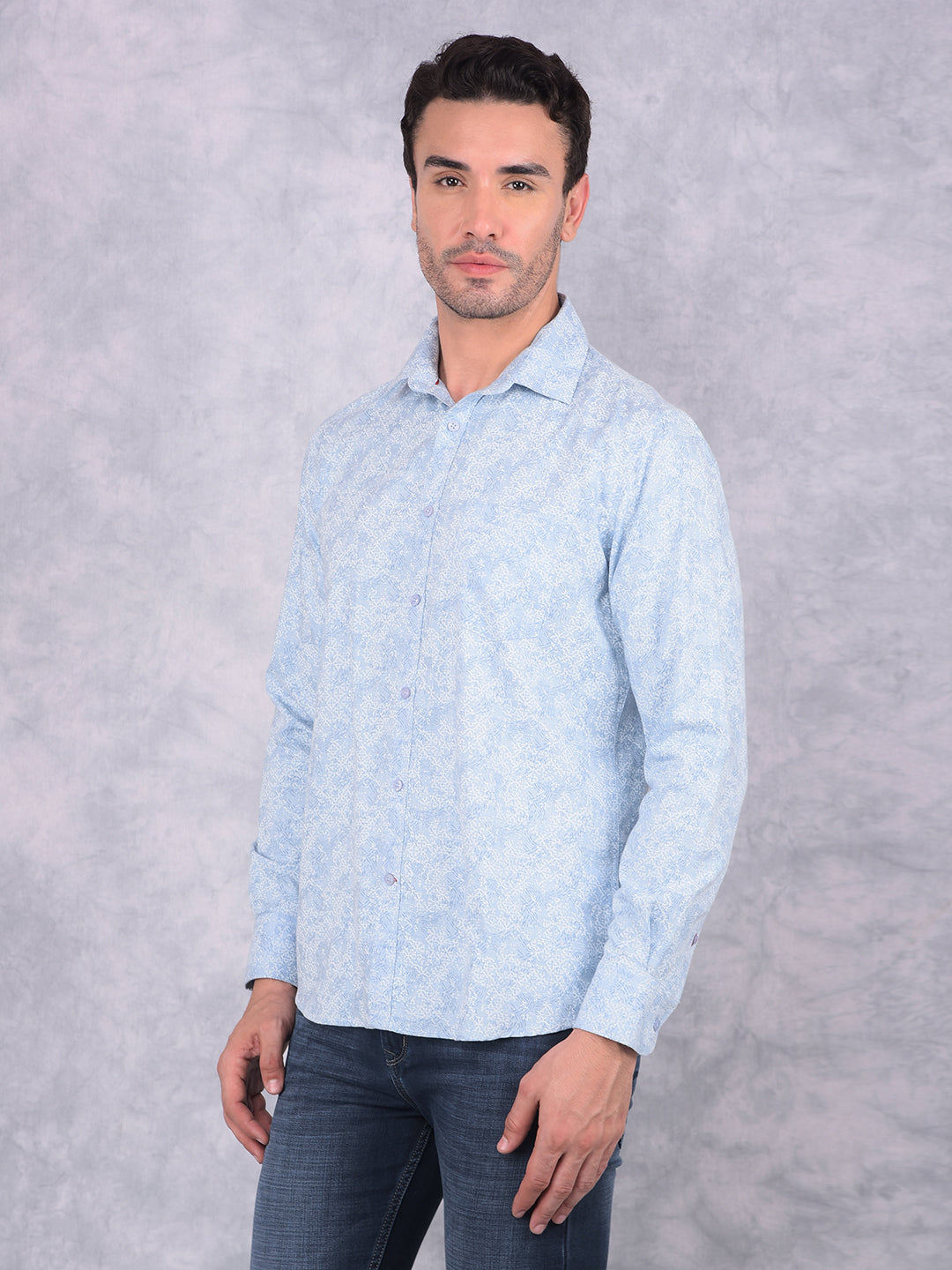 Blue Printed Shirt-Men Shirts-Crimsoune Club