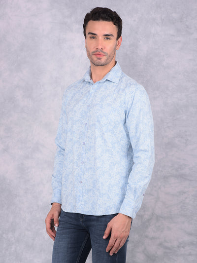 Blue Printed Shirt-Men Shirts-Crimsoune Club