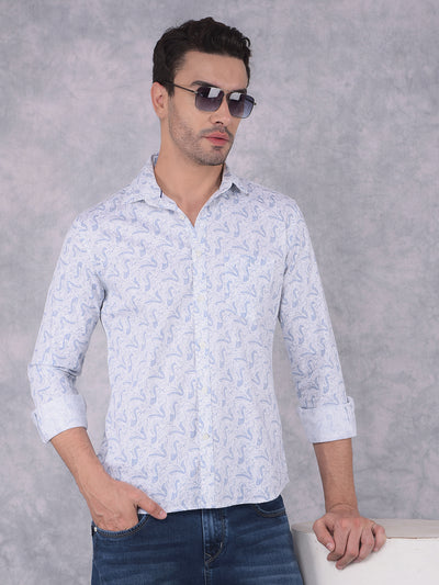 Blue Printed 100% Cotton Shirt-Men Shirts-Crimsoune Club