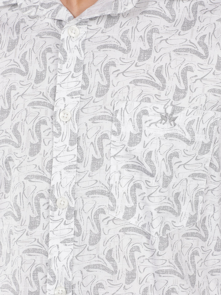 Grey Printed 100% Cotton Shirt-Men Shirts-Crimsoune Club