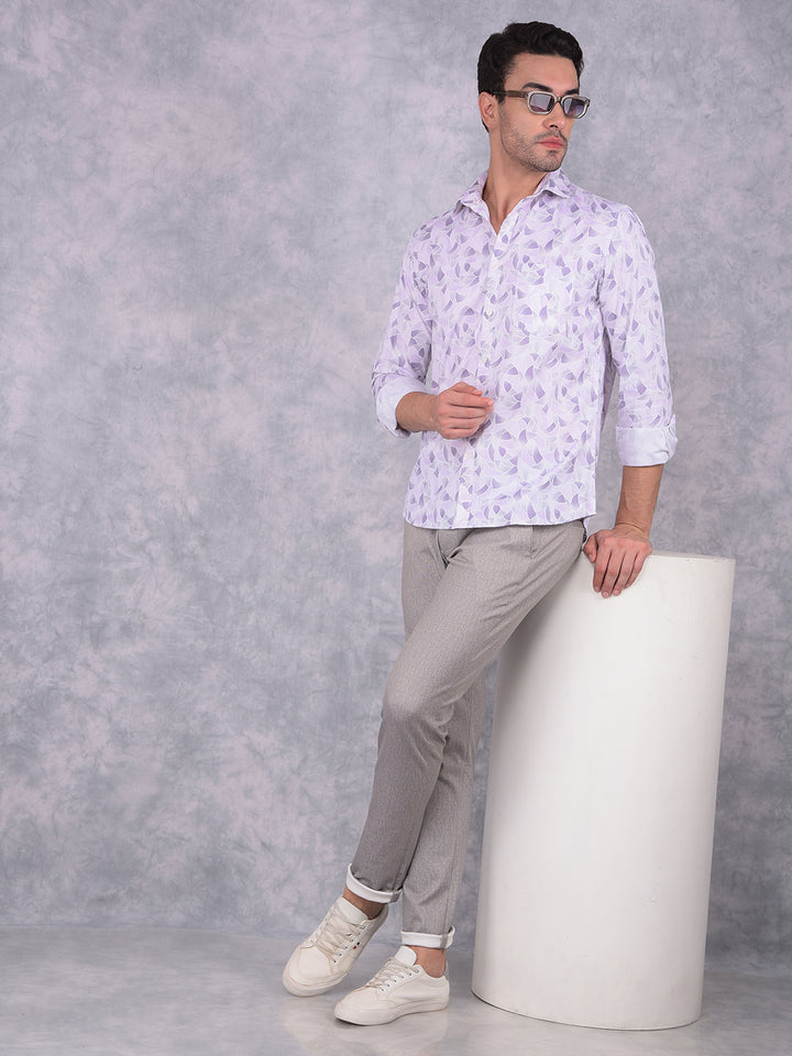 Purple Printed 100% Cotton Shirt-Men Shirts-Crimsoune Club