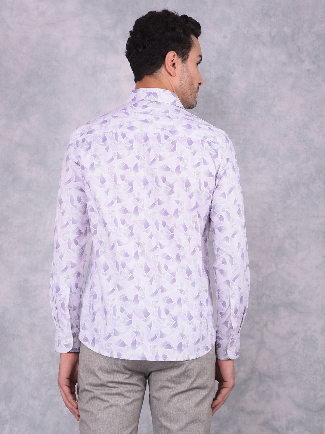 Purple Printed 100% Cotton Shirt-Men Shirts-Crimsoune Club