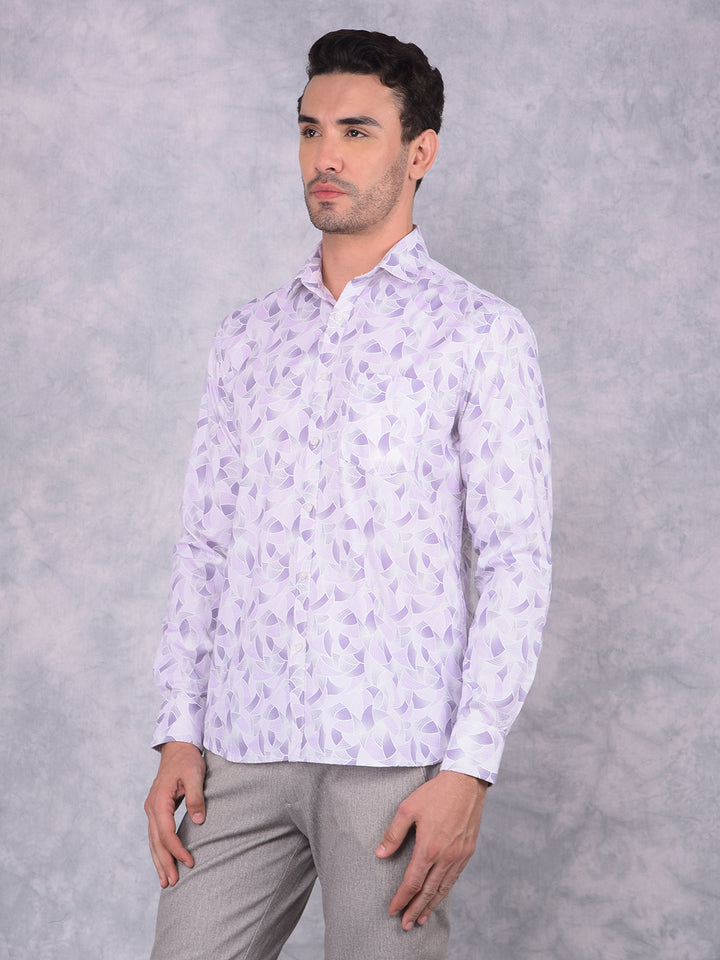 Purple Printed 100% Cotton Shirt-Men Shirts-Crimsoune Club