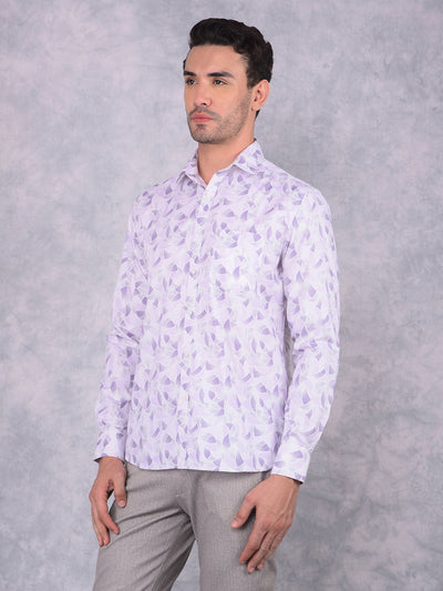 Purple Printed 100% Cotton Shirt-Men Shirts-Crimsoune Club