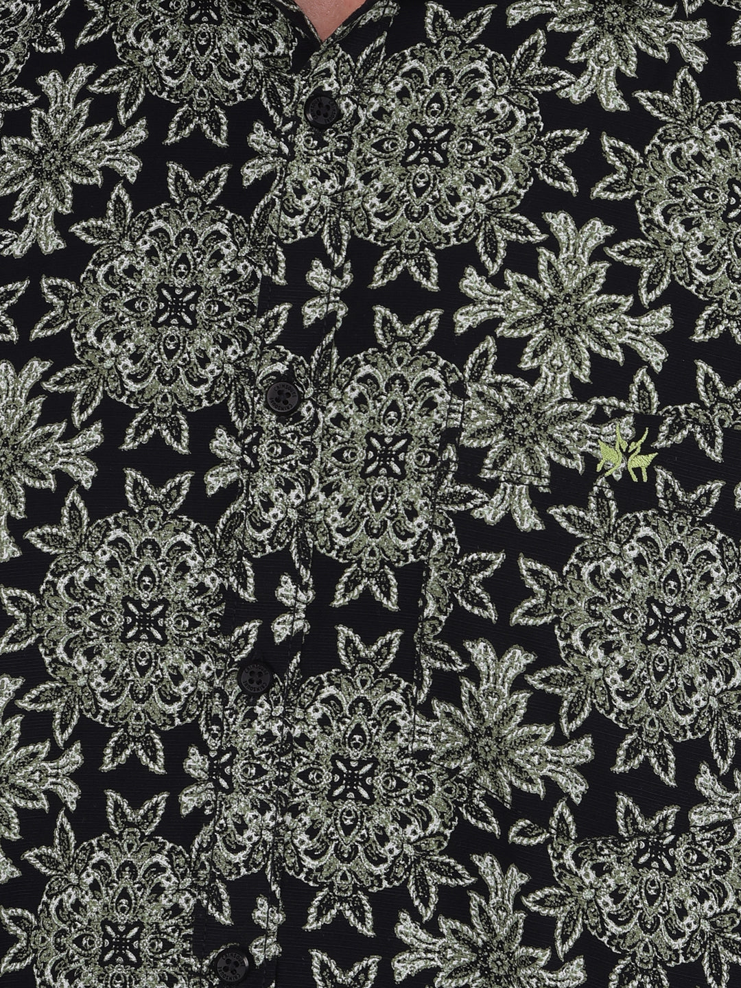 Green Floral Print 100% Cotton Shirt-Men Shirts-Crimsoune Club