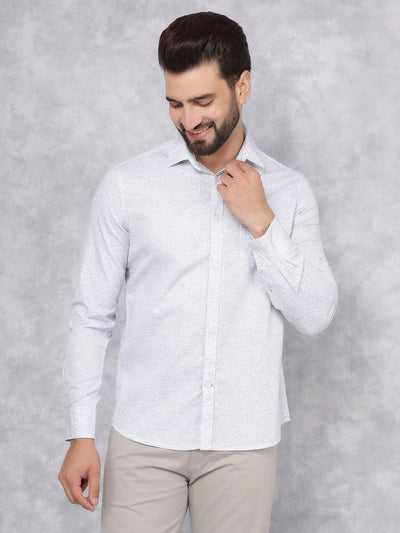 White Printed 100% Cotton Shirt-Men Shirts-Crimsoune Club