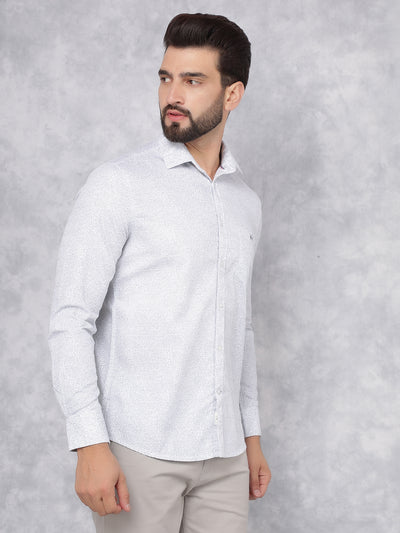 White Printed 100% Cotton Shirt-Men Shirts-Crimsoune Club