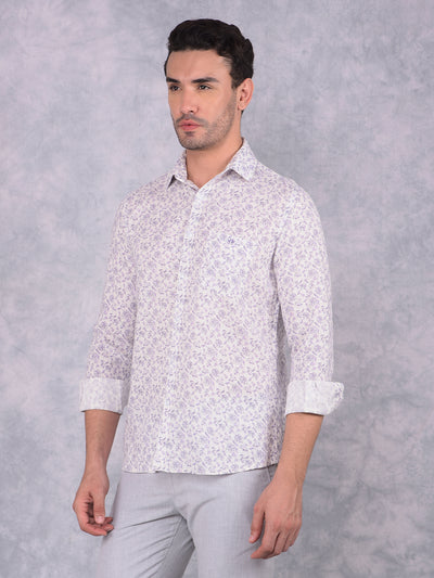 Purple Floral Print Shirt-Men Shirts-Crimsoune Club