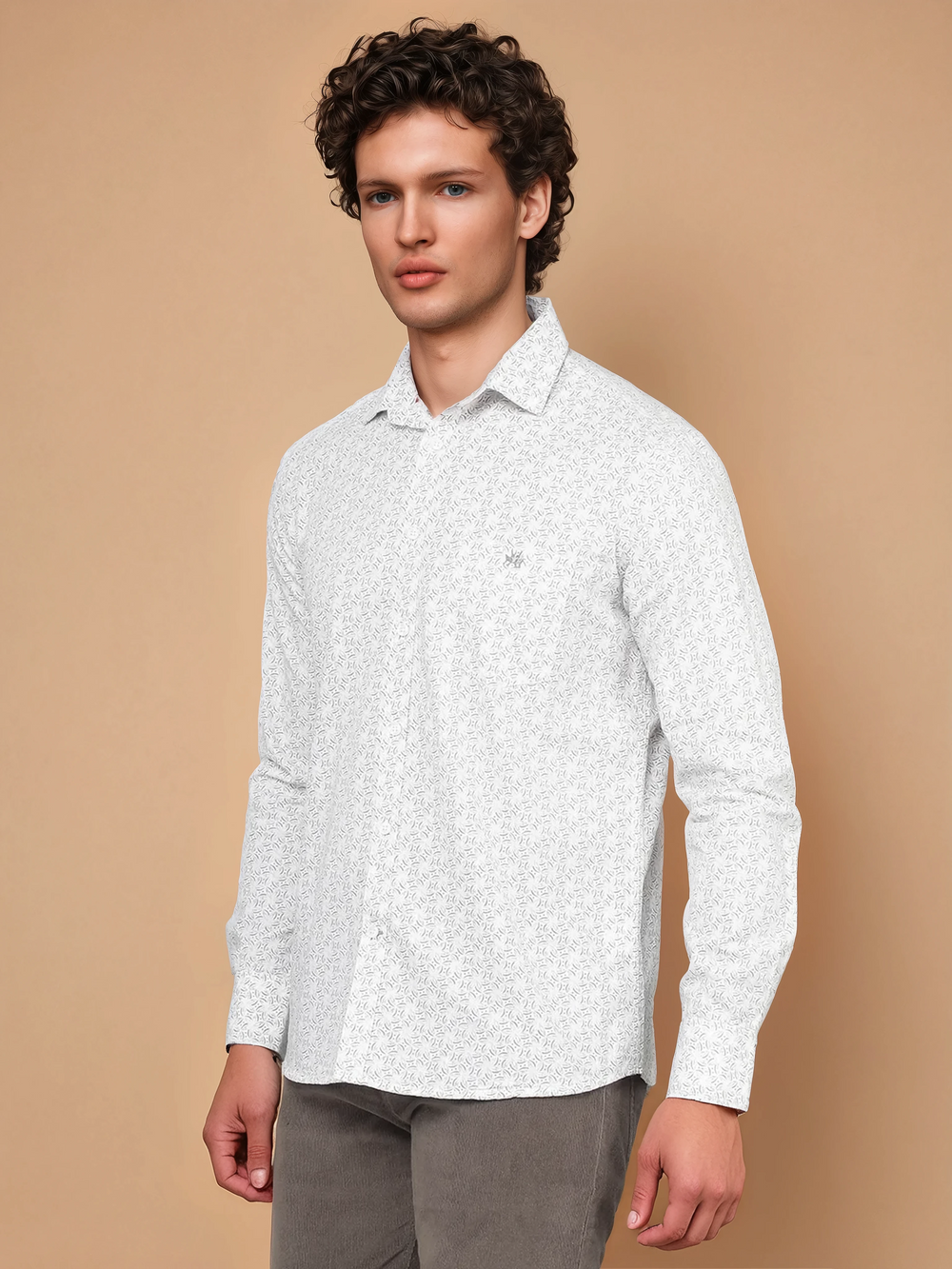 Olive Printed 100% Cotton Shirt-Men Shirts-Crimsoune Club