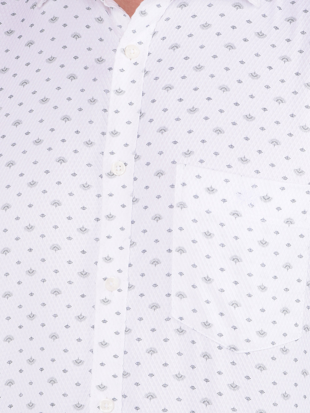 White Floral Print 100% Cotton Shirt-Men Shirts-Crimsoune Club