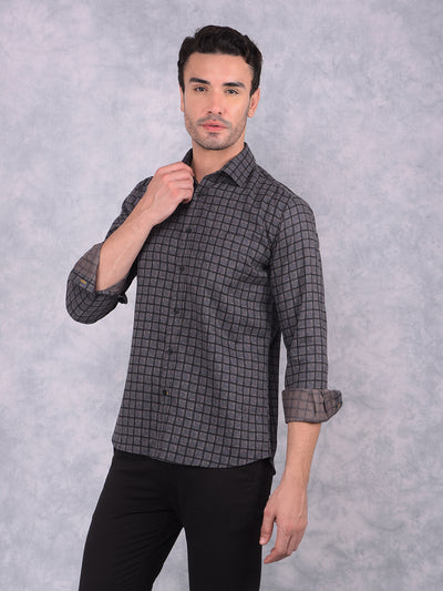 Black Checked Shirt-Men Shirts-Crimsoune Club