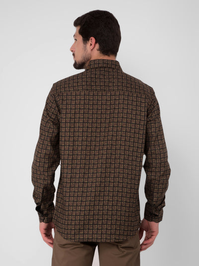 Brown Checked Check Shirt-Men Shirts-Crimsoune Club