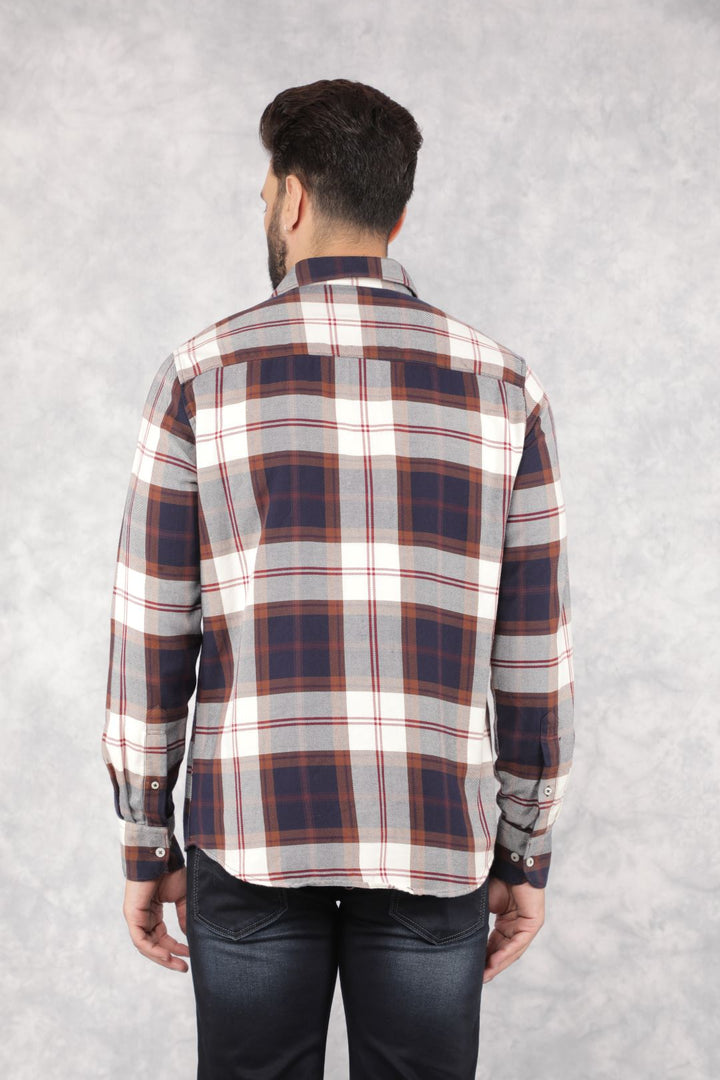 Brown Checked 100% Cotton Shirt-Men Shirts-Crimsoune Club