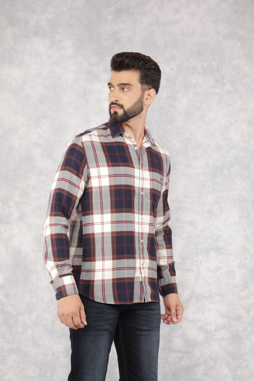 Brown Checked 100% Cotton Shirt-Men Shirts-Crimsoune Club